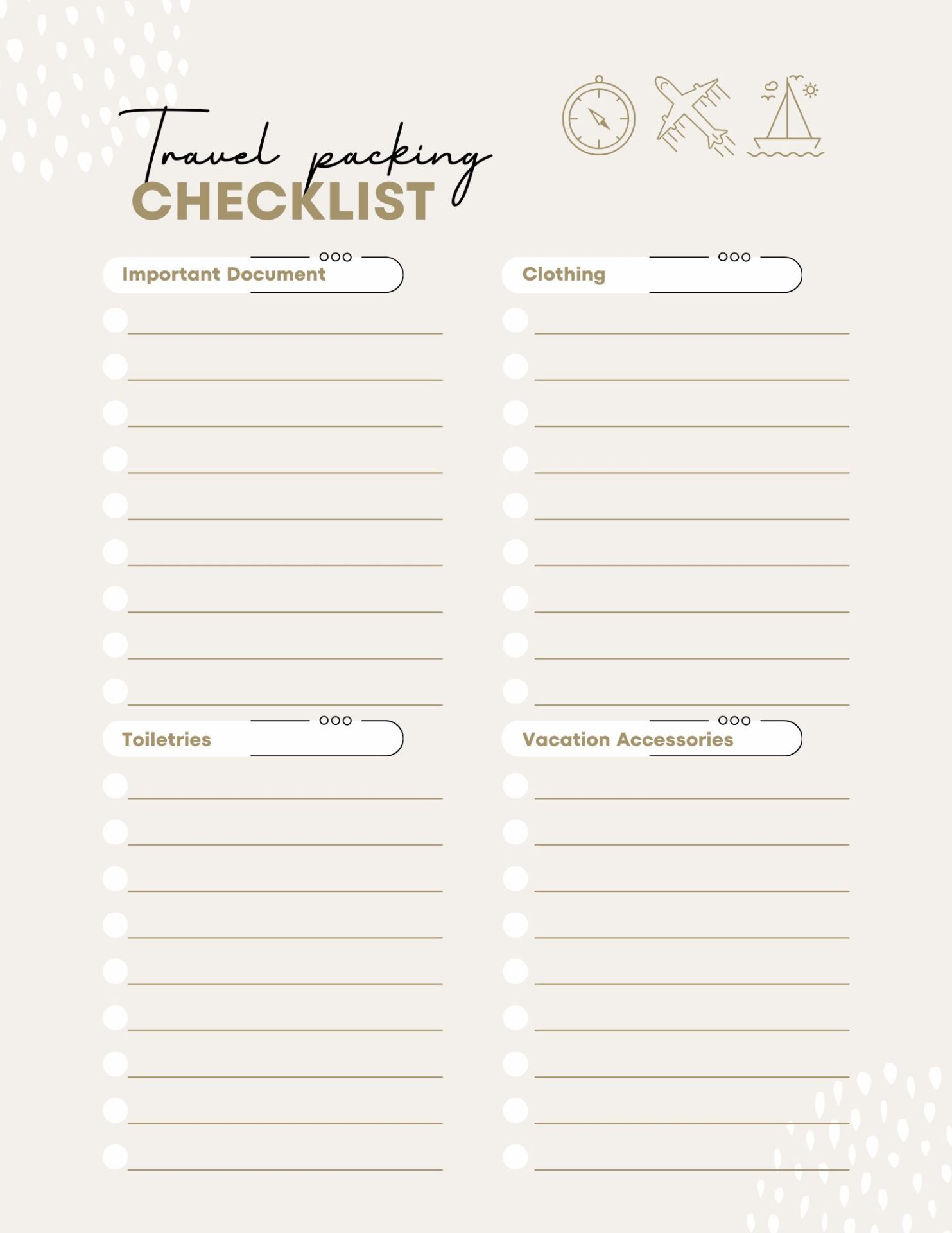 Travel Packing Checklist. Travel Packing Checklist.