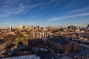 The nashville tn skyline from up high.