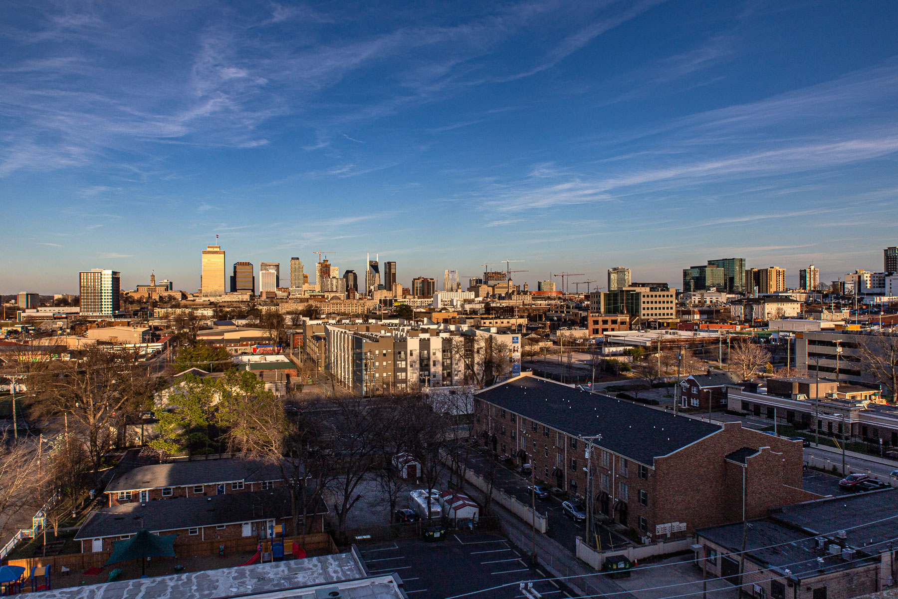The nashville tn skyline from up high.