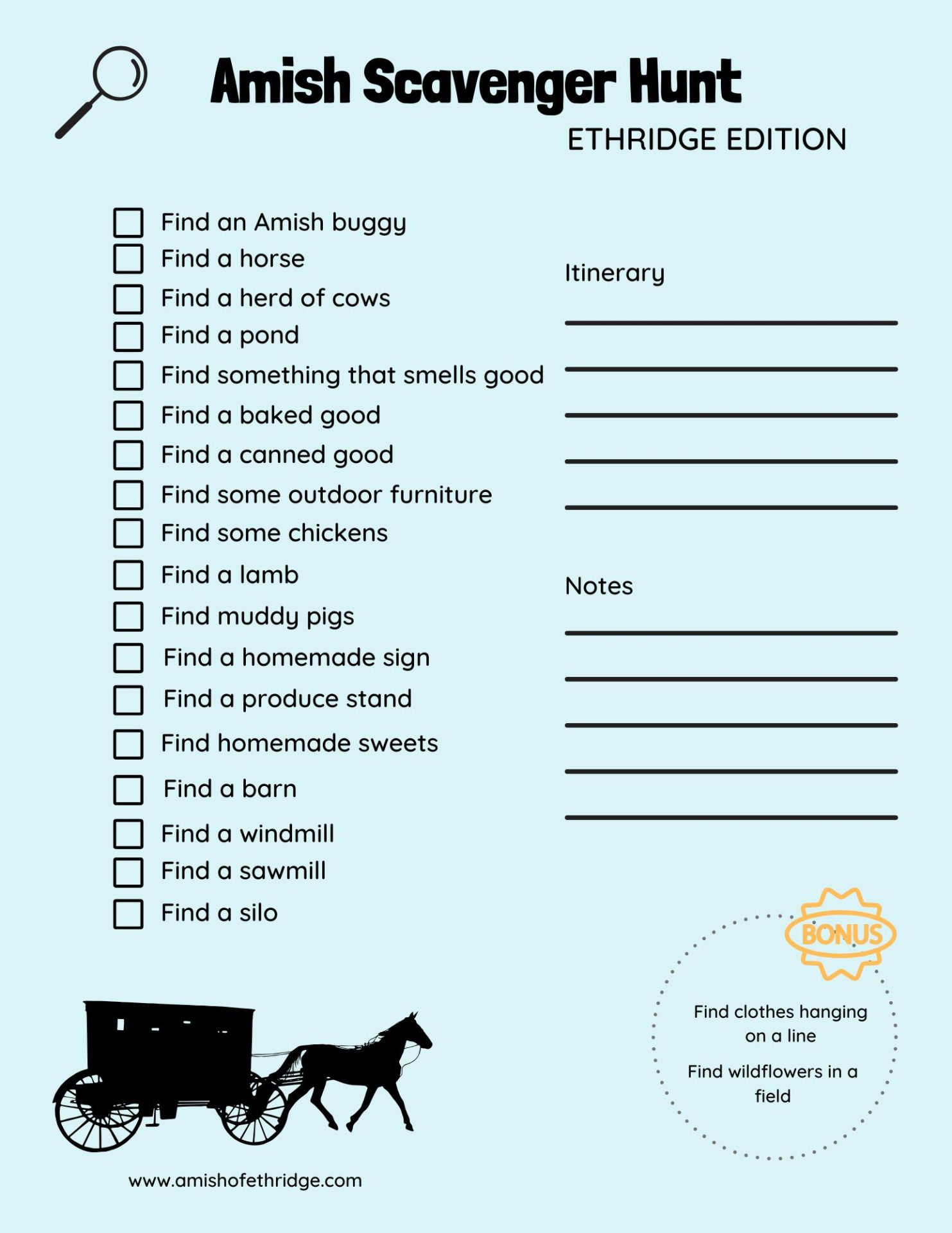 Amish Scavenger Hunt. Amish Scavenger Hunt.