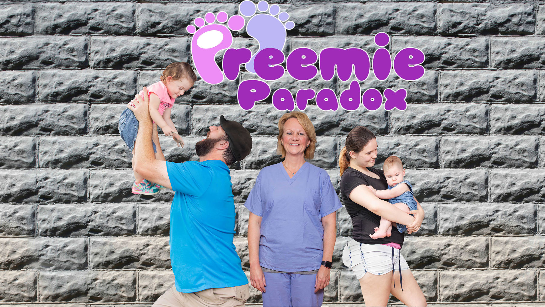 preemie paradox team photo best The preemie paradox team in front of grey wall.